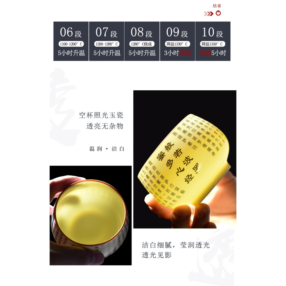 仿古羊脂玉禪意心經杯功夫茶杯人帶禮盒現代單個人杯主人杯品茗杯-細節圖7