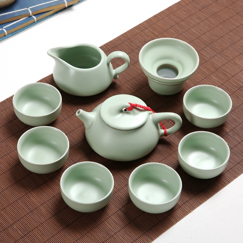 汝窯哥窯功夫茶具套裝家用陶瓷泡茶杯茶壺喝茶道小套簡約現代白瓷-細節圖3