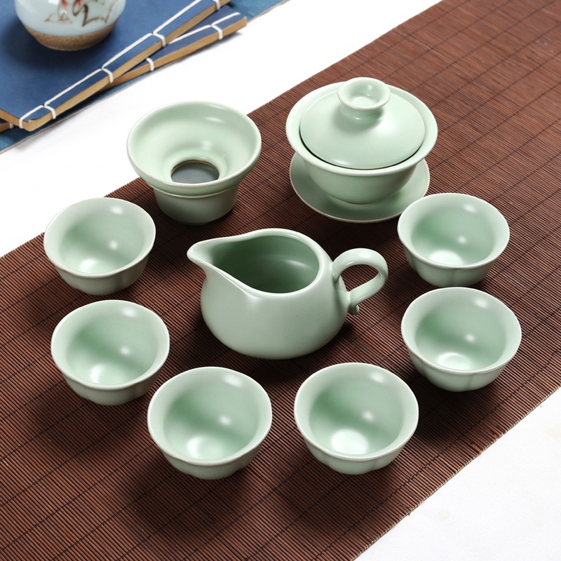汝窯哥窯功夫茶具套裝家用陶瓷泡茶杯茶壺喝茶道小套簡約現代白瓷-細節圖4