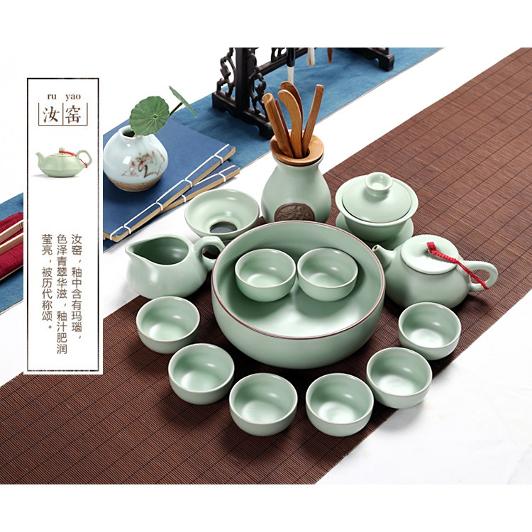 汝窯哥窯功夫茶具套裝家用陶瓷泡茶杯茶壺喝茶道小套簡約現代白瓷-細節圖6