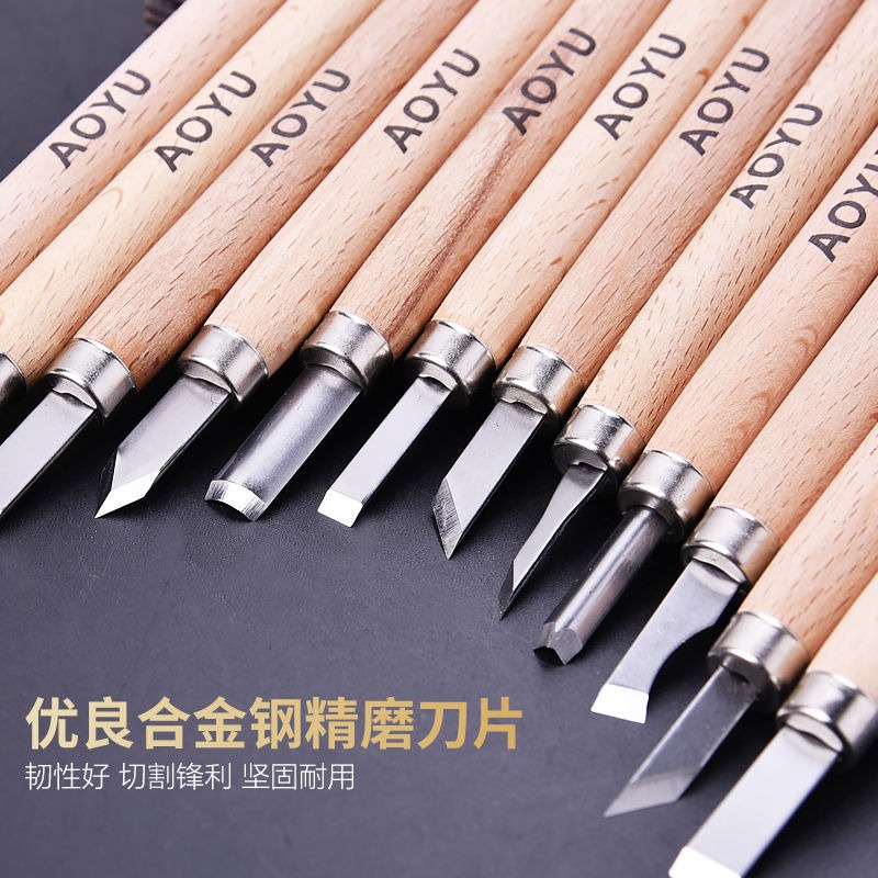 雕刻刀木刻套裝橡皮章刻雕木雕手工雕刀版畫篆刻木工工具學生手工-細節圖4