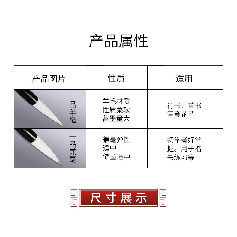 天一堂羊毫毛筆初學成人中楷練字大楷書法國畫大中小號羊毫毛筆 小學生毛筆練字初學者一品兼毫小楷兼毫毛筆-細節圖7