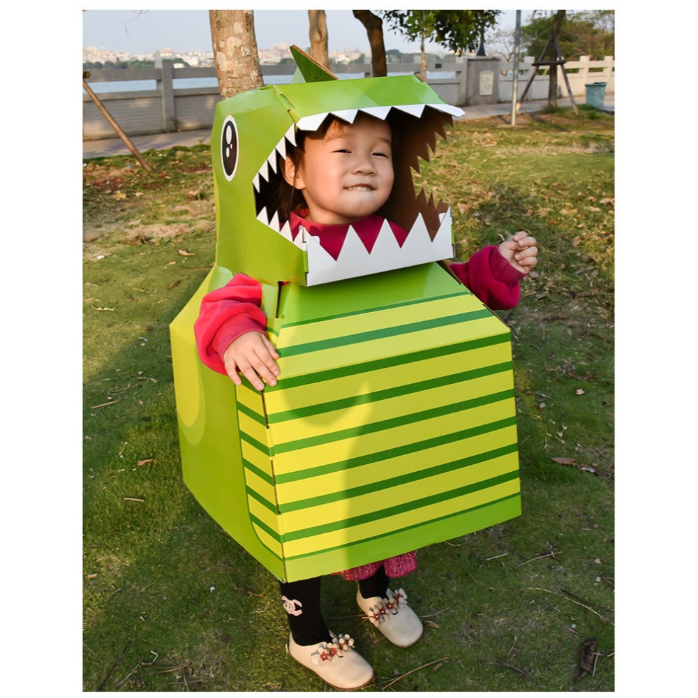 恐龍紙箱可穿紙板模型兒童紙皮玩具手工製作DIY動物穿拼裝幼兒園-細節圖8