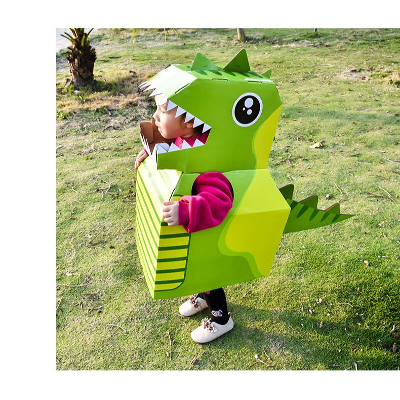 恐龍紙箱可穿紙板模型兒童紙皮玩具手工製作DIY動物穿拼裝幼兒園-細節圖10