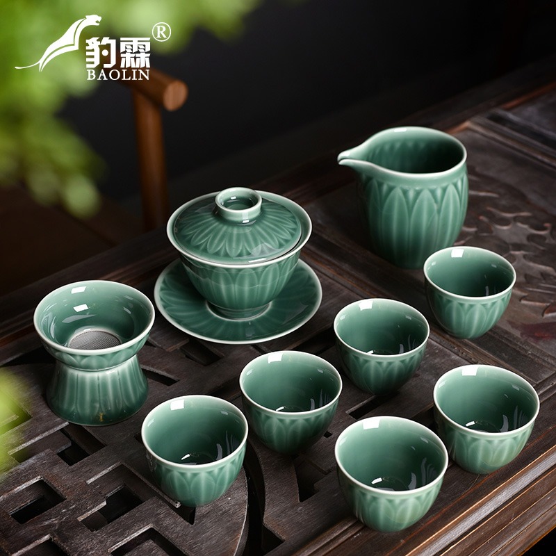 龍泉青瓷公道杯茶濾一體分茶器公杯陶瓷茶具倒茶漏套裝加厚耐高溫-細節圖3