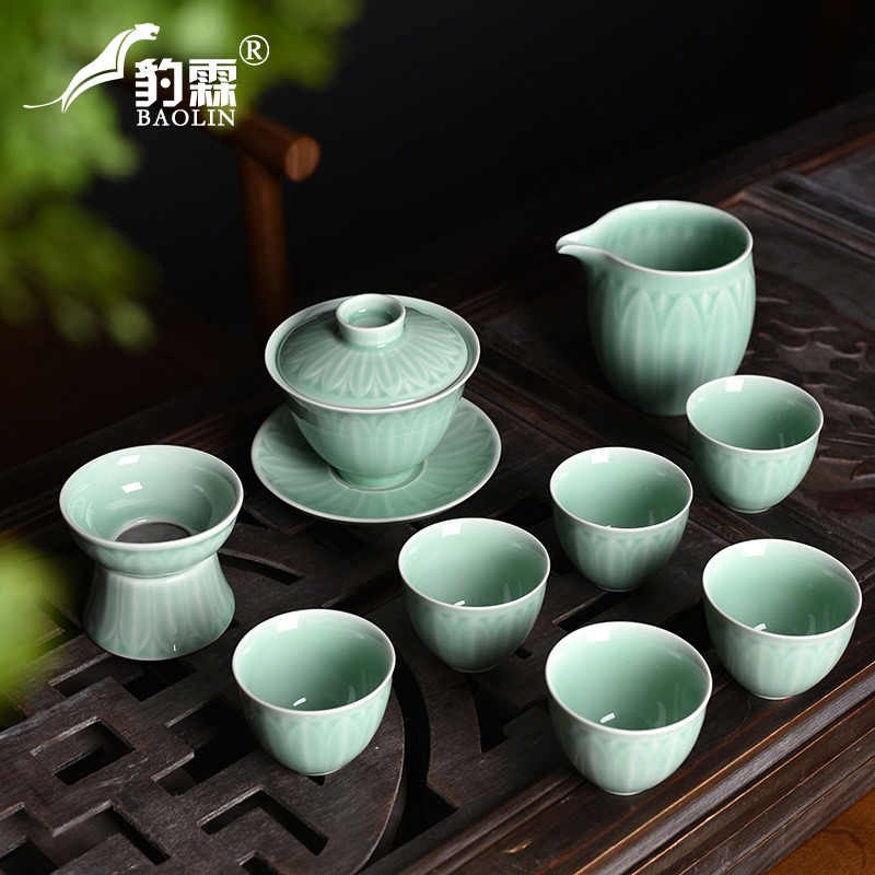 龍泉青瓷公道杯茶濾一體分茶器公杯陶瓷茶具倒茶漏套裝加厚耐高溫-細節圖4