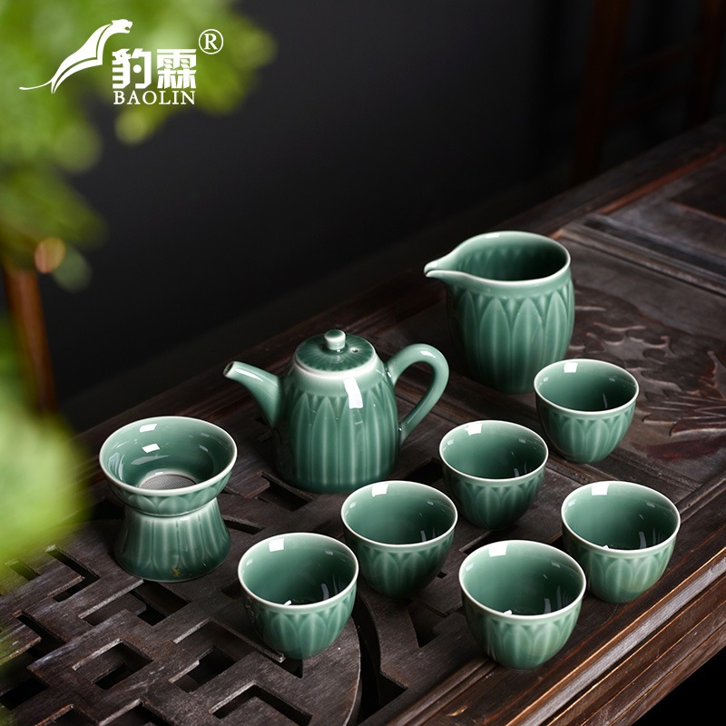 龍泉青瓷公道杯茶濾一體分茶器公杯陶瓷茶具倒茶漏套裝加厚耐高溫-細節圖5