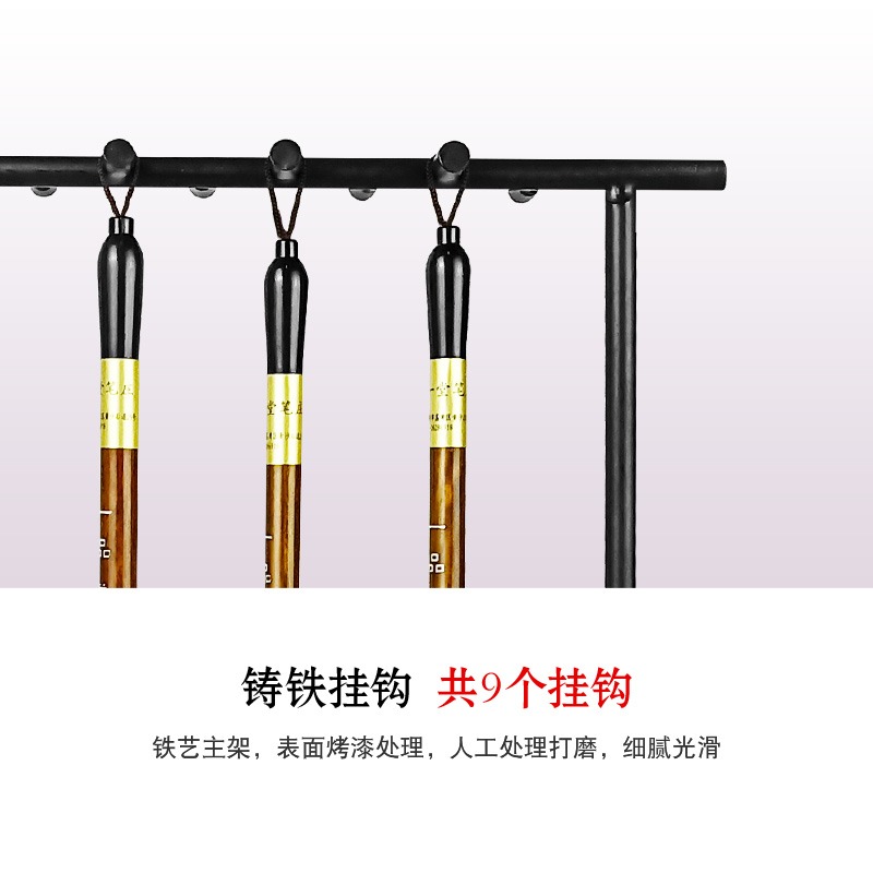 天一堂實木筆架簡約復古創意新中式鐵藝官帽筆架擺件毛筆架9針毛筆架晾筆架學生初學者文房四寶書法國畫用品-細節圖3