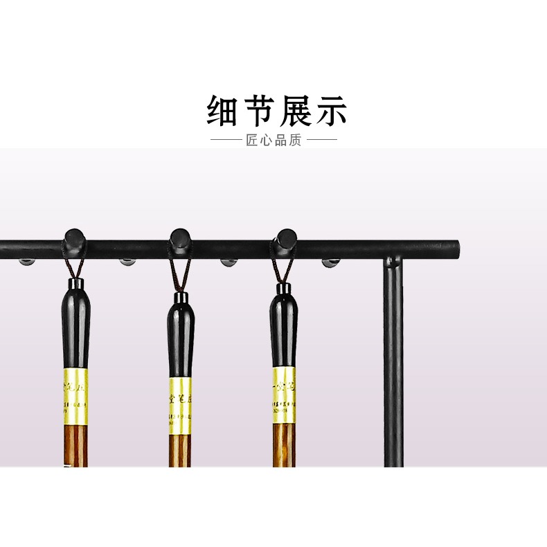 天一堂實木筆架簡約復古創意新中式鐵藝官帽筆架擺件毛筆架9針毛筆架晾筆架學生初學者文房四寶書法國畫用品-細節圖9