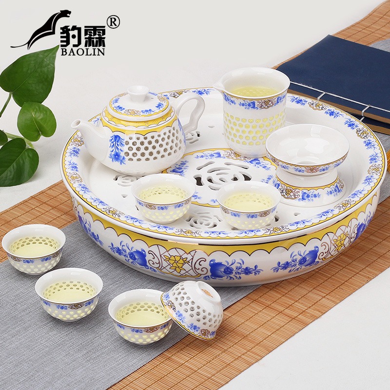 玲瓏鏤空蜂窩功夫泡茶具整套裝陶瓷家用蓋碗茶碗茶杯子用品大全套-細節圖4