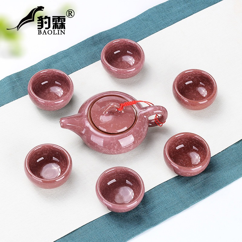 冰裂冰花功夫泡茶具小套裝陶瓷家用茶壺茶杯套組合時尚純手工極簡-細節圖2