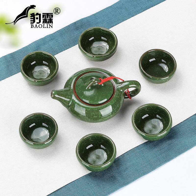 冰裂冰花功夫泡茶具小套裝陶瓷家用茶壺茶杯套組合時尚純手工極簡-細節圖3