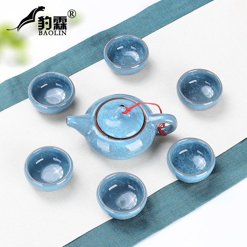 冰裂冰花功夫泡茶具小套裝陶瓷家用茶壺茶杯套組合時尚純手工極簡-細節圖4