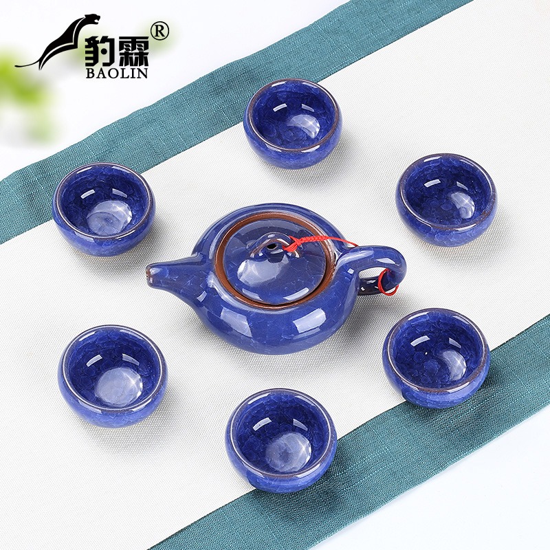 冰裂冰花功夫泡茶具小套裝陶瓷家用茶壺茶杯套組合時尚純手工極簡-細節圖5