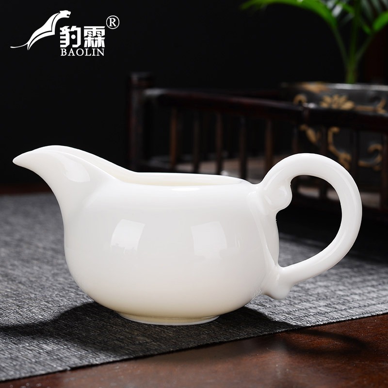 羊脂玉寶石黃公道杯茶濾一體分茶器公杯陶瓷茶具茶漏套裝茶海功夫-細節圖9