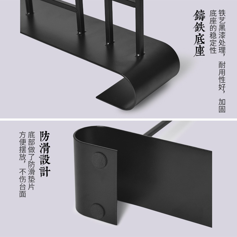 天一堂新中式毛筆架子筆掛學生毛筆掛架擺件創意復古簡約圓形鐵藝實木11針晾筆架初學者文房四寶書法國畫用品-細節圖4