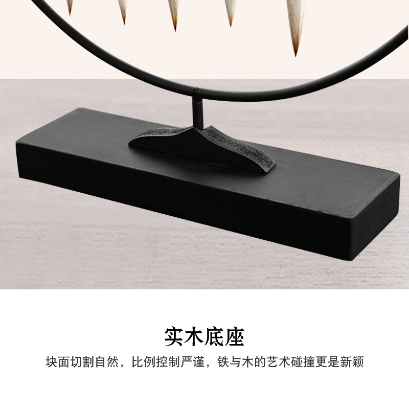 天一堂新中式毛筆架子筆掛學生毛筆掛架擺件創意復古簡約圓形鐵藝實木9針晾筆架初學者文房四寶書法國畫用品-細節圖5
