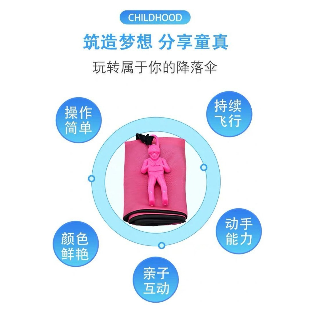 手拋降落傘兒童玩具幼兒園空中滑翔傘小學生戶外運動空投親子游戲-細節圖7