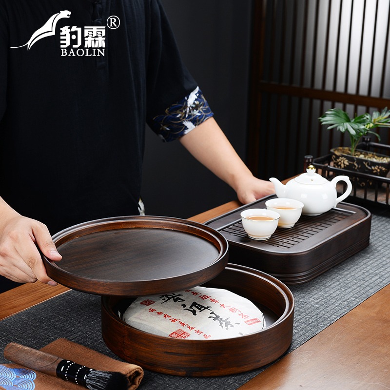 重木實木普洱茶盒多層儲茶餅收納盒櫃中式抽屜式茶葉罐分茶盤方形-細節圖3