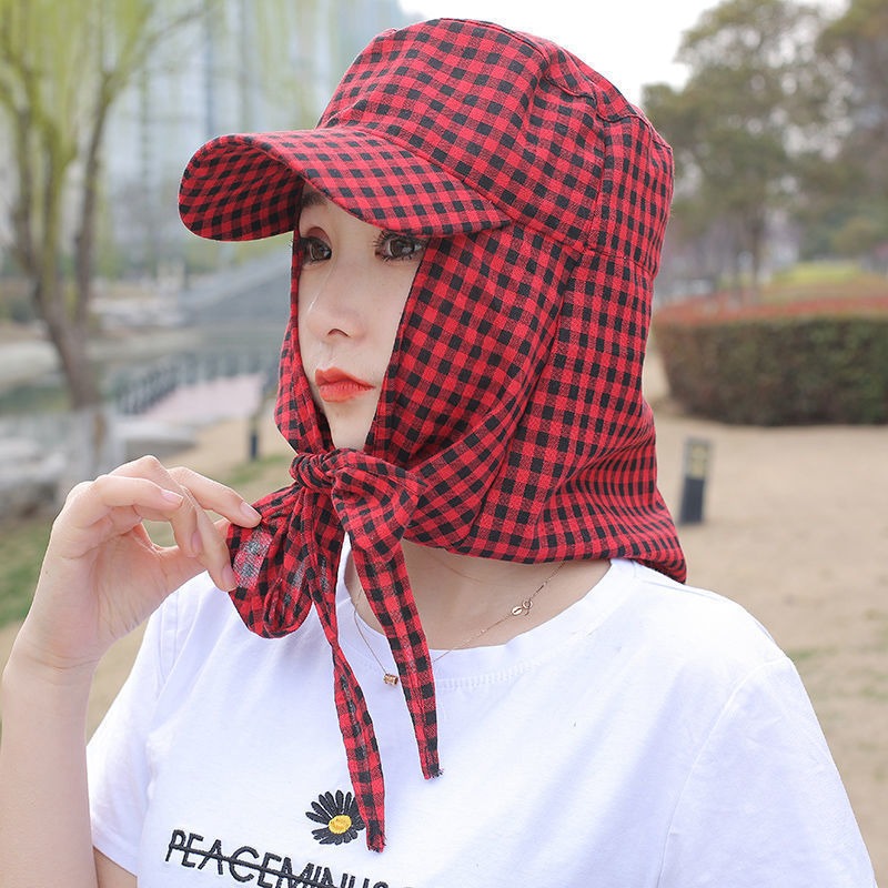 夏季女透氣防曬帽採茶遮陽帽子遮臉護頸防紫外線防曬騎車幹活帽子-細節圖5