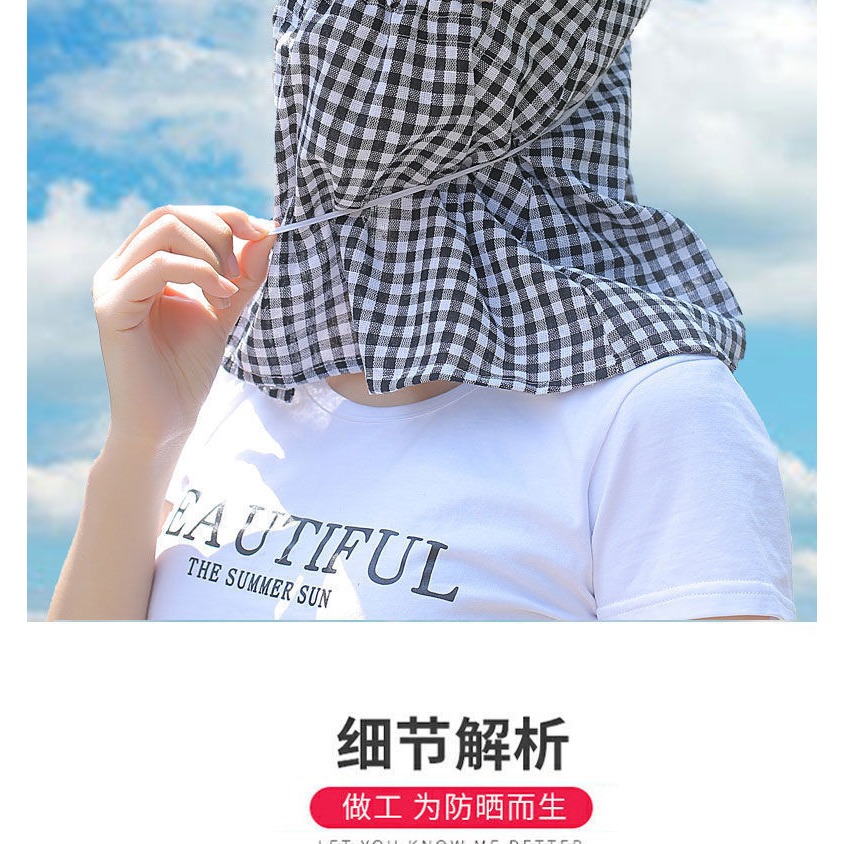 夏季女透氣防曬帽採茶遮陽帽子遮臉護頸防紫外線防曬騎車幹活帽子-細節圖8