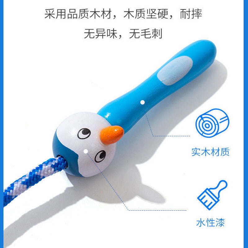 初學跳繩幼兒園小學跳繩玩具戶外遊戲木製卡通可愛動物跳繩 5-6歲-細節圖3