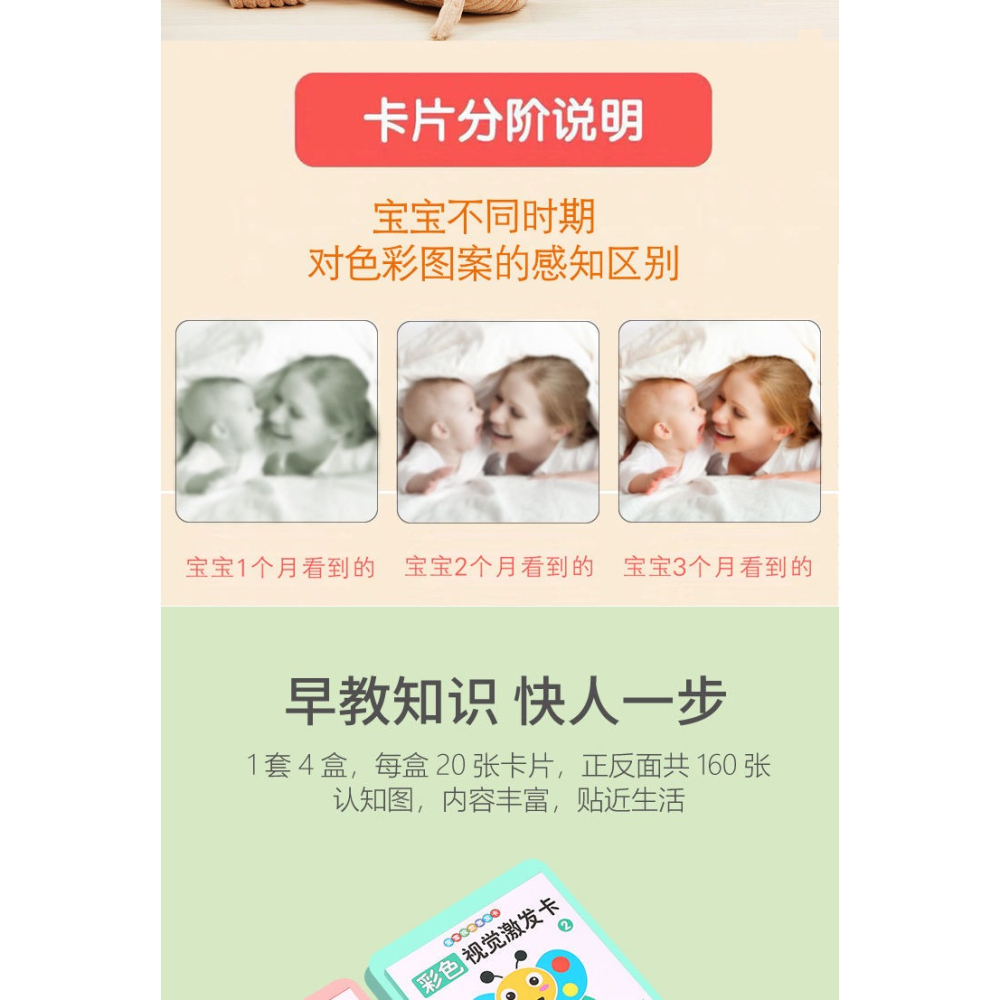 黑白卡片新生嬰兒早教視覺激發卡0到3個月寶寶彩色追視嬰兒玩具-細節圖9