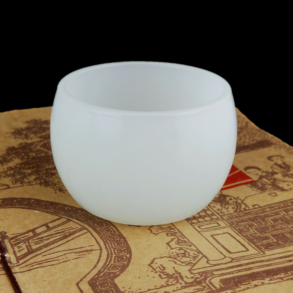 青玉瓷茶杯主人杯個人禪杯白玉瓷杯子家用喝茶玉石茶杯小茶碗-細節圖2