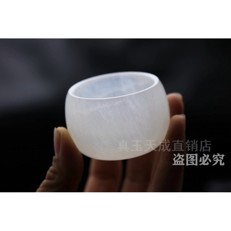 天然玉石杯子蠶絲玉酒杯白玉杯子復古中式酒盅家用白酒杯冰種玉杯-細節圖6
