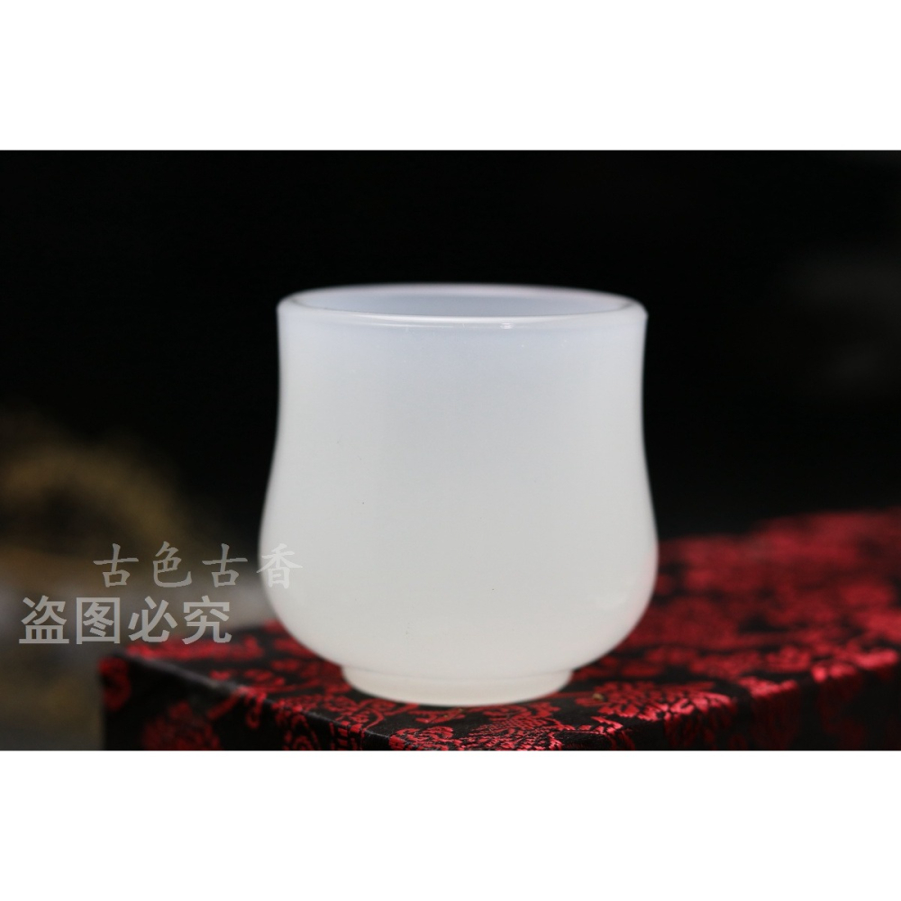 凝脂白玉瓷茶杯中式茶盞玉石杯子單杯主人杯白玉杯古風純色小茶碗-細節圖7