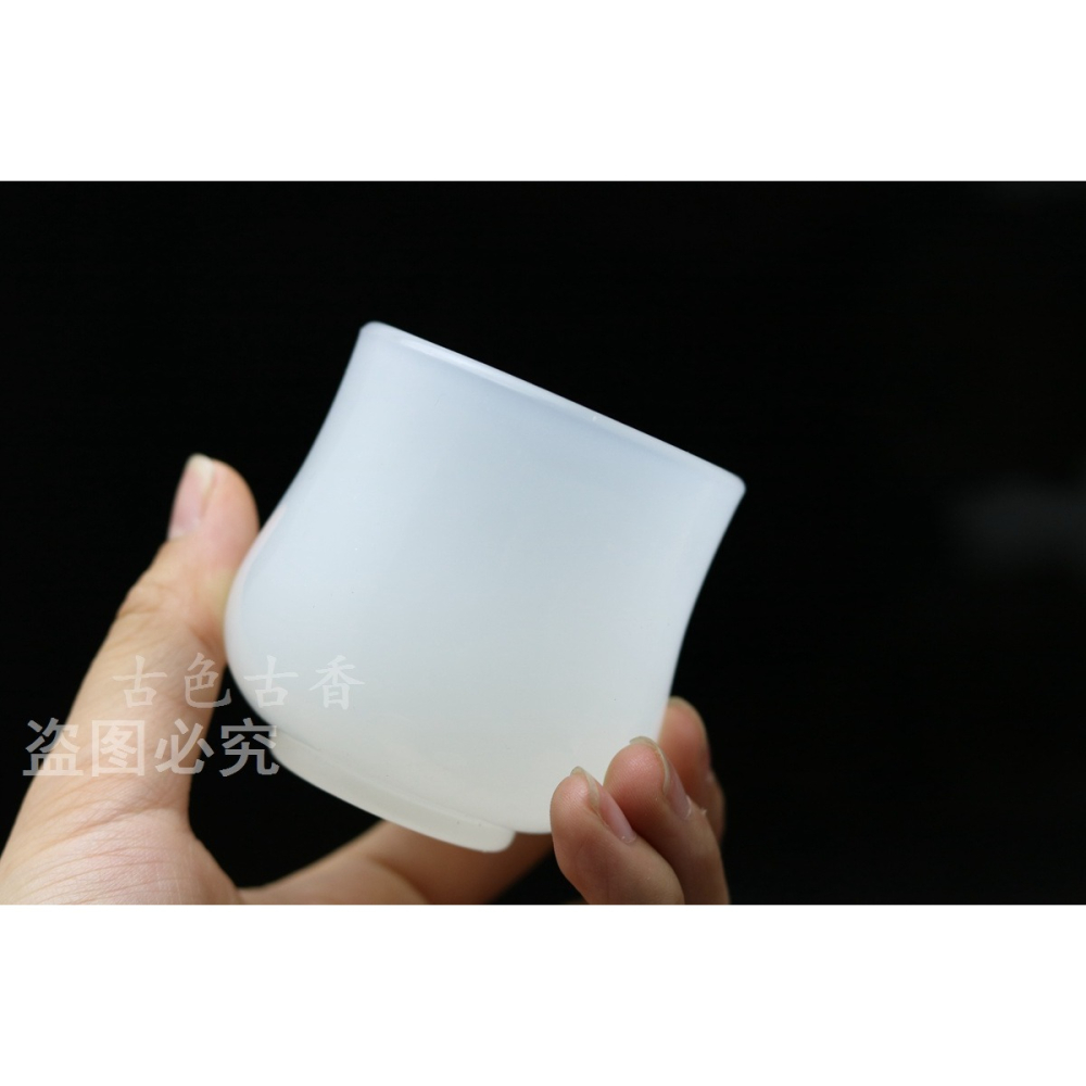 凝脂白玉瓷茶杯中式茶盞玉石杯子單杯主人杯白玉杯古風純色小茶碗-細節圖10