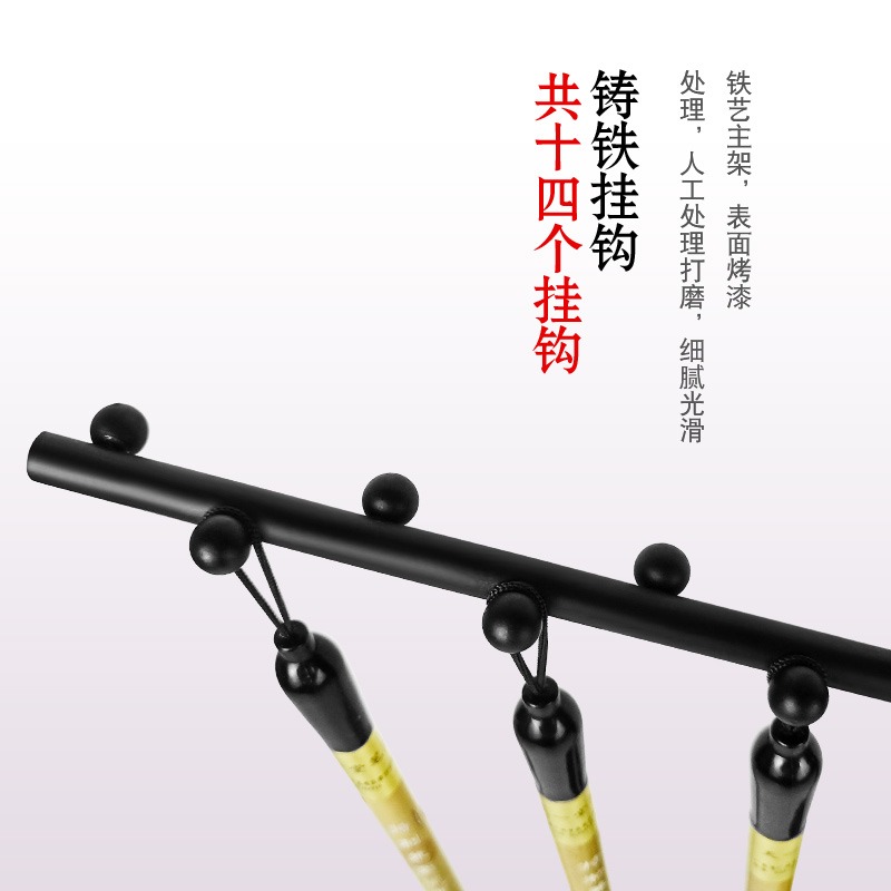 天一堂天使翼14針筆架子毛筆掛架創意鐵藝實木學生簡約復古新中式晾筆架擺件初學者成人文房四寶書法國畫用品-細節圖3