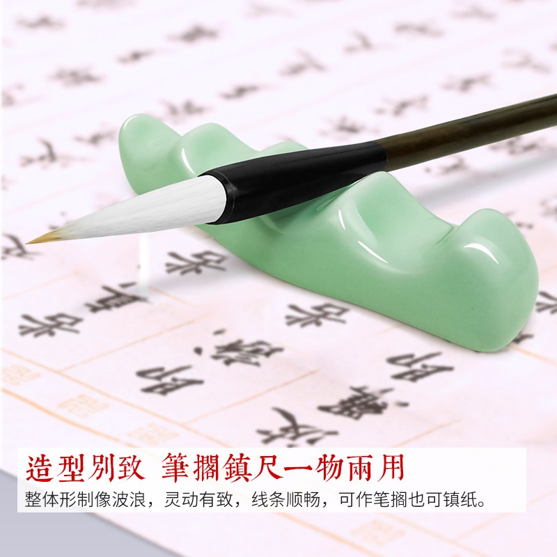 天一堂文房四寶 影青筆山筆架 毛筆書法用品 筆擱 毛筆架-五指山陶瓷山叉-細節圖2