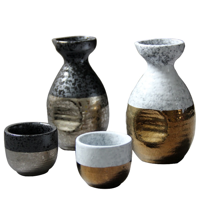 日式陶瓷酒具  清酒壺酒杯酒具瓷器 金銀清酒壺 180ml分酒器-細節圖5