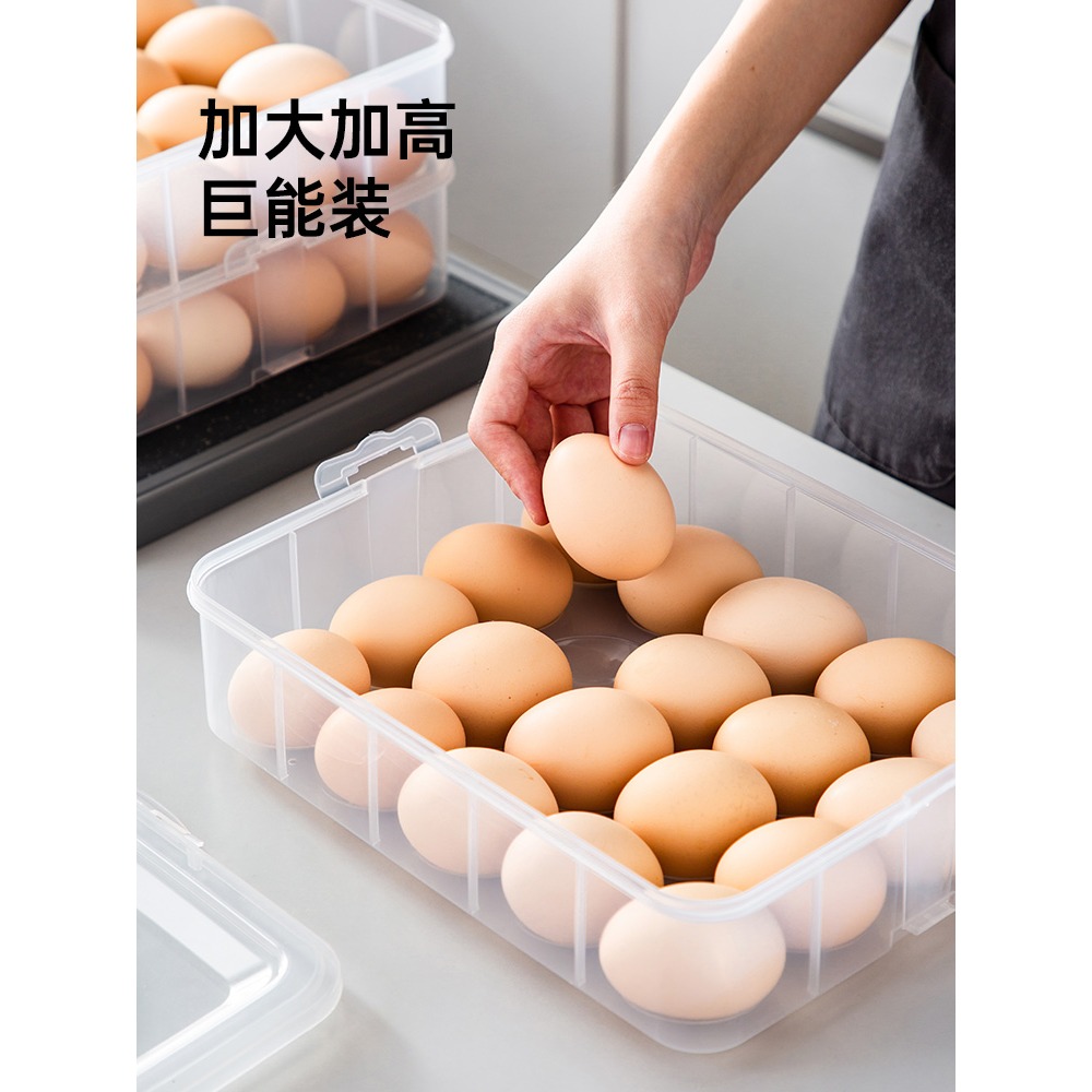雞蛋收納盒透明長方形塑料帶蓋廚房食品盒子家用大容量冰箱保鮮盒-細節圖2