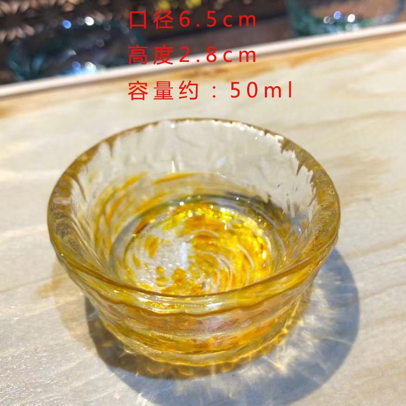 出口多彩琉璃杯桃花酒杯清酒杯擺件味碟日式玻璃小酒杯炫彩杯搭配-細節圖6