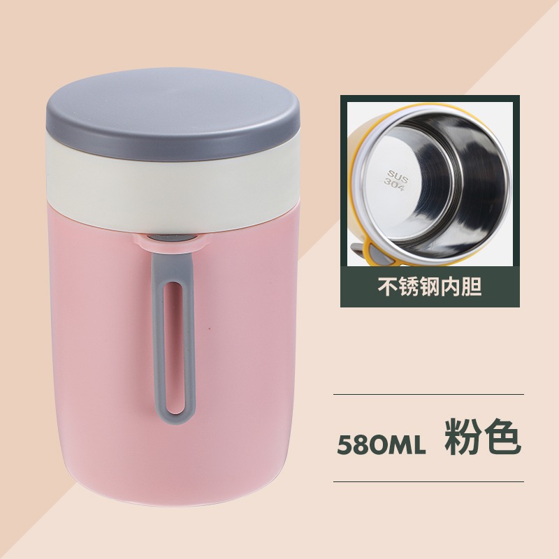 保溫杯女帶蓋便攜不銹鋼上班族微波爐加熱早餐杯大肚杯帶粥杯日式-細節圖9