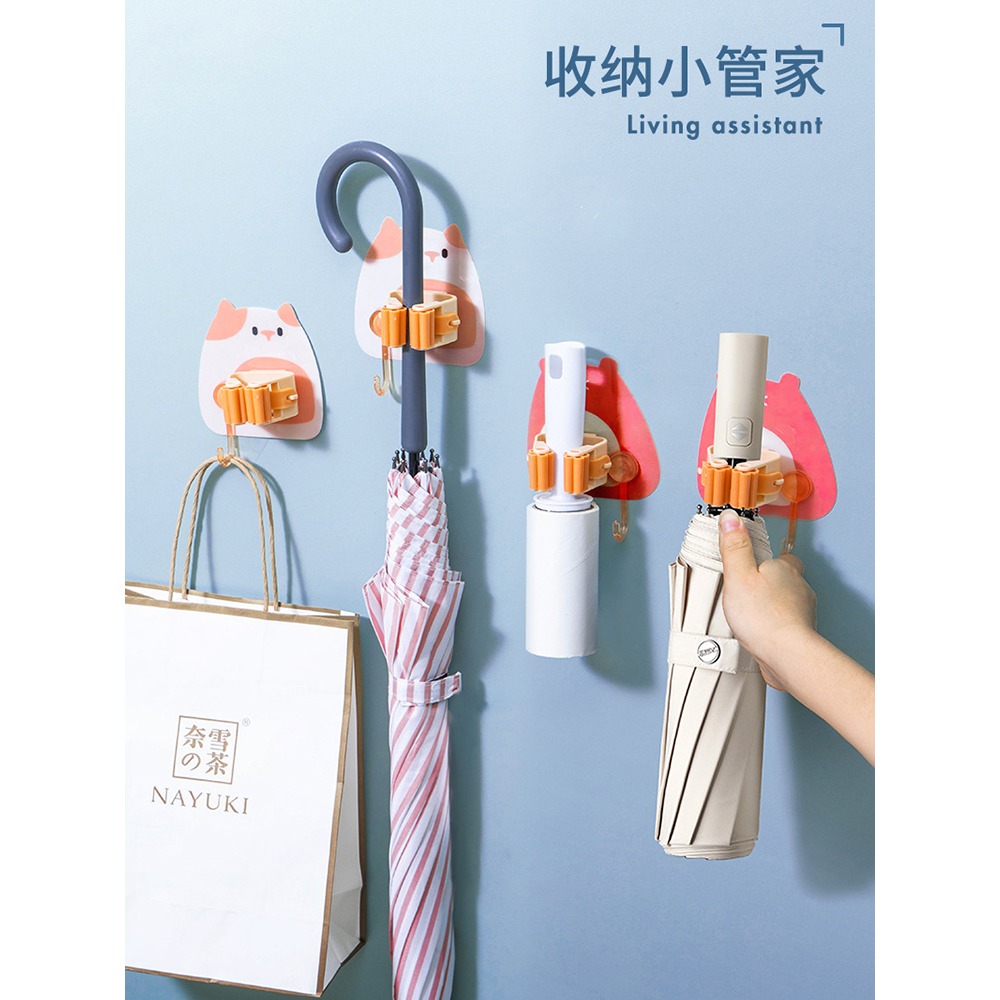拖把掛鉤免打孔衛生間收納神器粘鉤掃把掛架強力粘膠壁掛拖布夾子-細節圖3