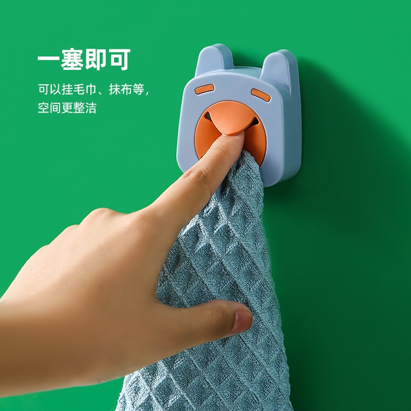 小怪獸毛巾塞免打孔浴室收納置物架創意廚房抹布擦手巾洗碗布掛架-細節圖2