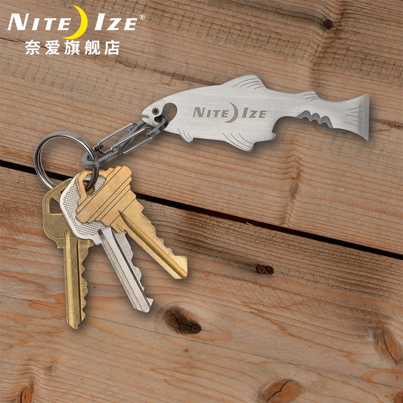 美國奈愛NiteIze魚形巧魚多用工具開瓶器割線器螺絲刀鑰匙扣掛扣-細節圖4