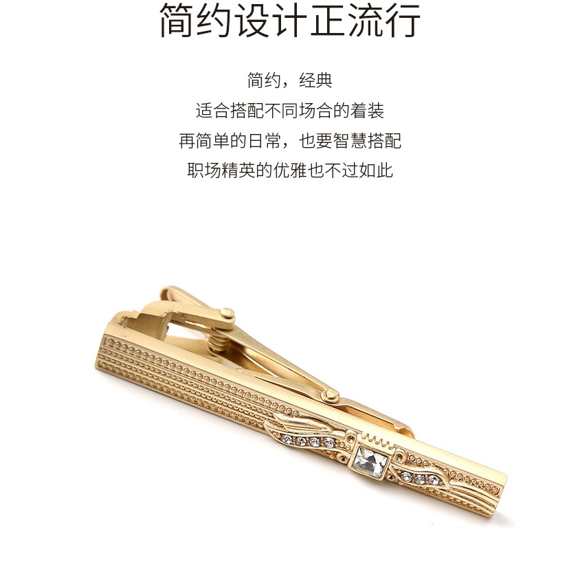 復古奢華 金色領帶夾子男 新郎結婚西裝襯衫領夾 婚慶主持人禮服-細節圖9