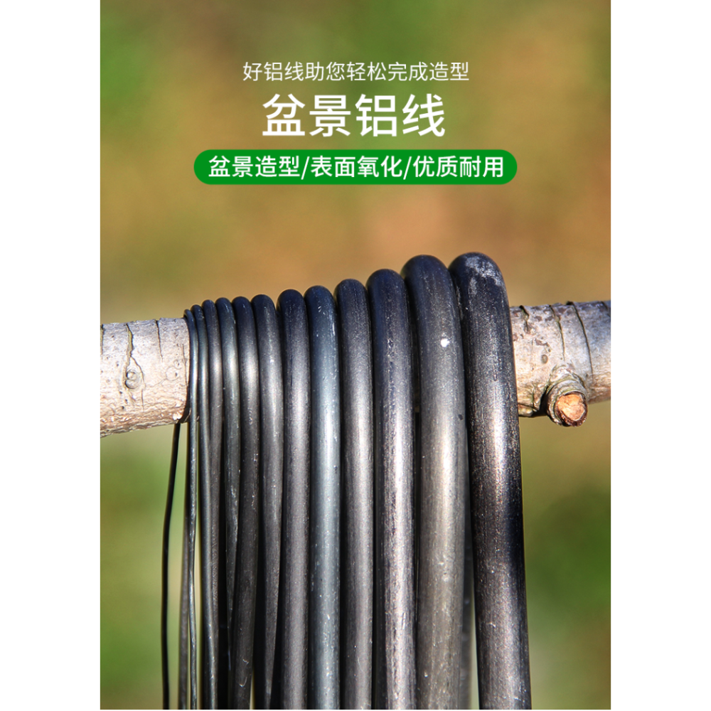 盆景造型鋁線盆景製作整形蟠扎定型鋁絲扎絲黑色軟鋁條園藝材料-細節圖6