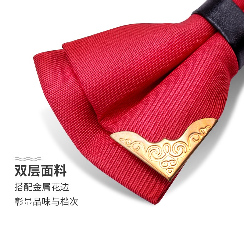 高檔領結男婚禮純色蝴蝶結伴郎新郎平角結婚紅色西裝襯衫英倫復古-細節圖4
