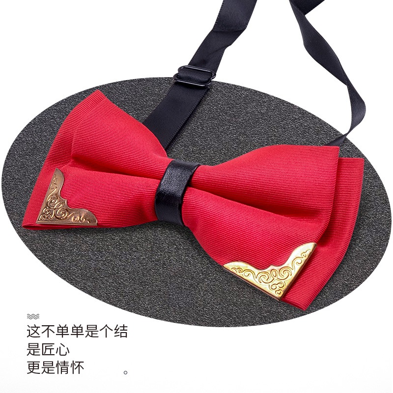 高檔領結男婚禮純色蝴蝶結伴郎新郎平角結婚紅色西裝襯衫英倫復古-細節圖5