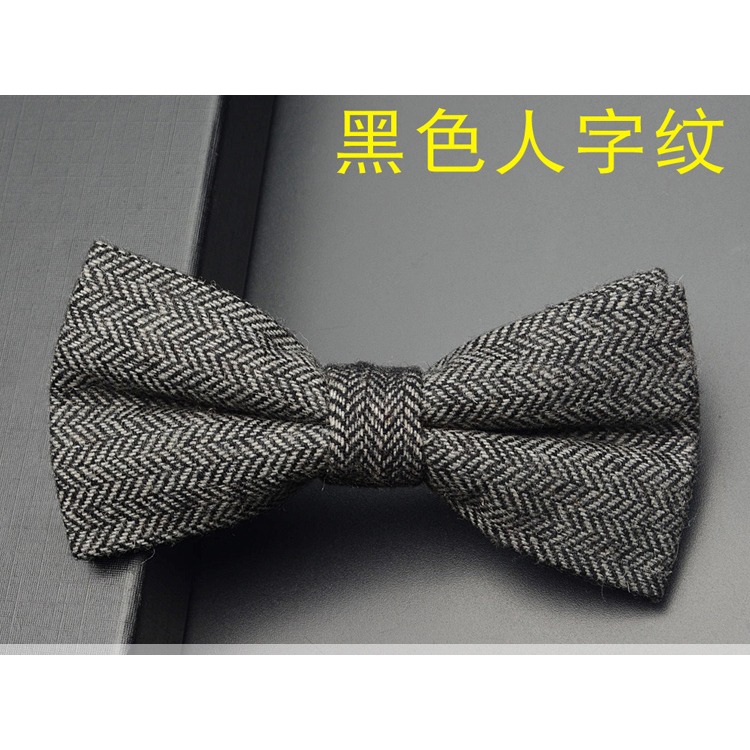 英倫冬款羊毛呢子正裝領結男士新郎結婚伴郎團灰色復古蝴蝶結宴會-細節圖9