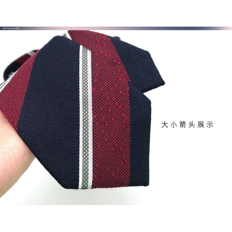 秋冬正裝男領帶 英倫商務婚禮條紋滌棉混紡8cm寬藍紅灰西裝店配飾-細節圖10
