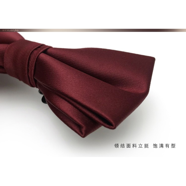 男士純色新郎結婚領結伴郎酒紅色婚禮兄弟團英倫蝴蝶結潮西裝配飾-細節圖10
