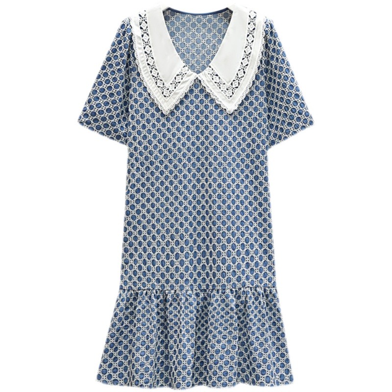 品牌折扣店商場專櫃撤櫃女裝尾貨清倉夏季刺繡泡泡袖牛仔連衣裙女-細節圖5