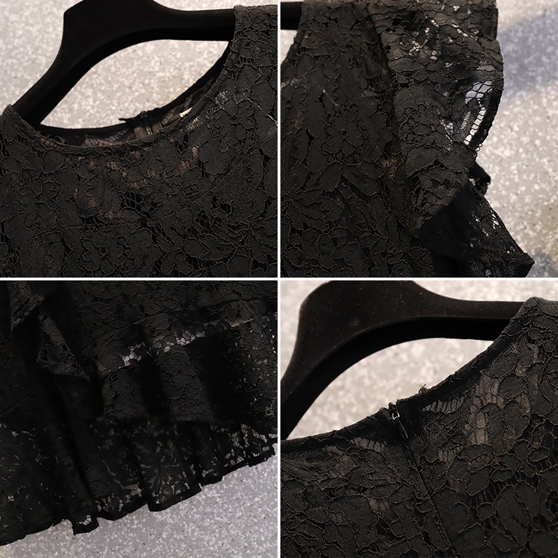 品牌折扣店商場專櫃撤櫃女裝尾貨清倉夏裝大碼顯瘦蕾絲短袖連衣裙-細節圖4