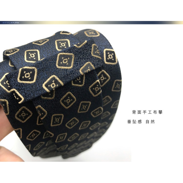 領帶男商務 深藍格子職業正裝襯衫咖啡條紋8cm領帶手系款韓版結婚-細節圖8